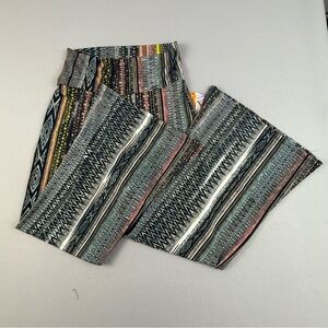 Lily White Plazzo Pants Women's‎ Large Multicolor Patterned Wide Leg Multicolor